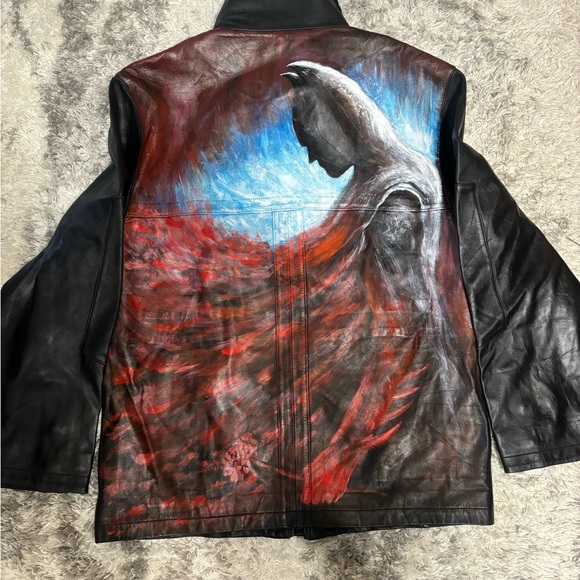 Daniel Hechter hand painted Batman Black Military Field Jacket - Picture 4 of 7